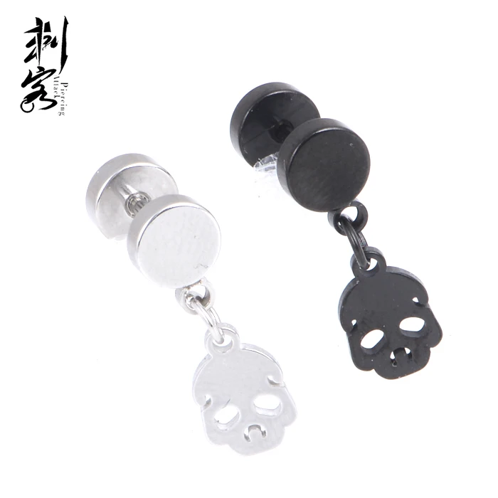 316L Surgical Steel Fake Ear Expander with Skull Fake Ear Plug