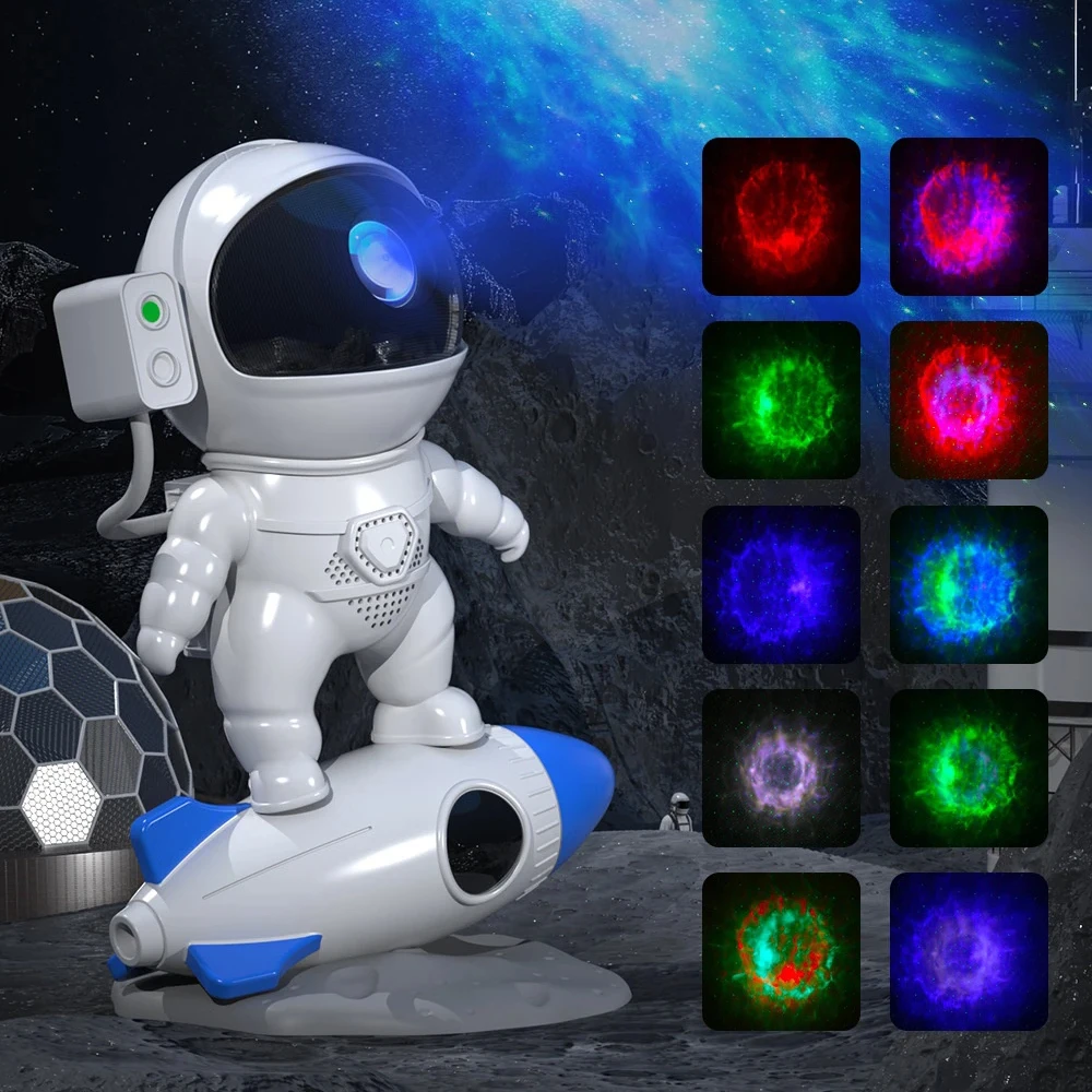 Creative Music Desk Lamp Rocket Astronaut  Starry Projector Lights Bluetooth controls RGB ambient night light