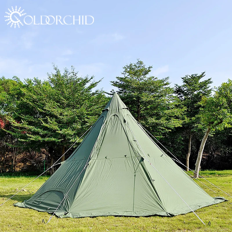 Luxury Polyester technology cotton outdoor activity teepee yurt glamping aluminum alloy pole indian pyramid tent