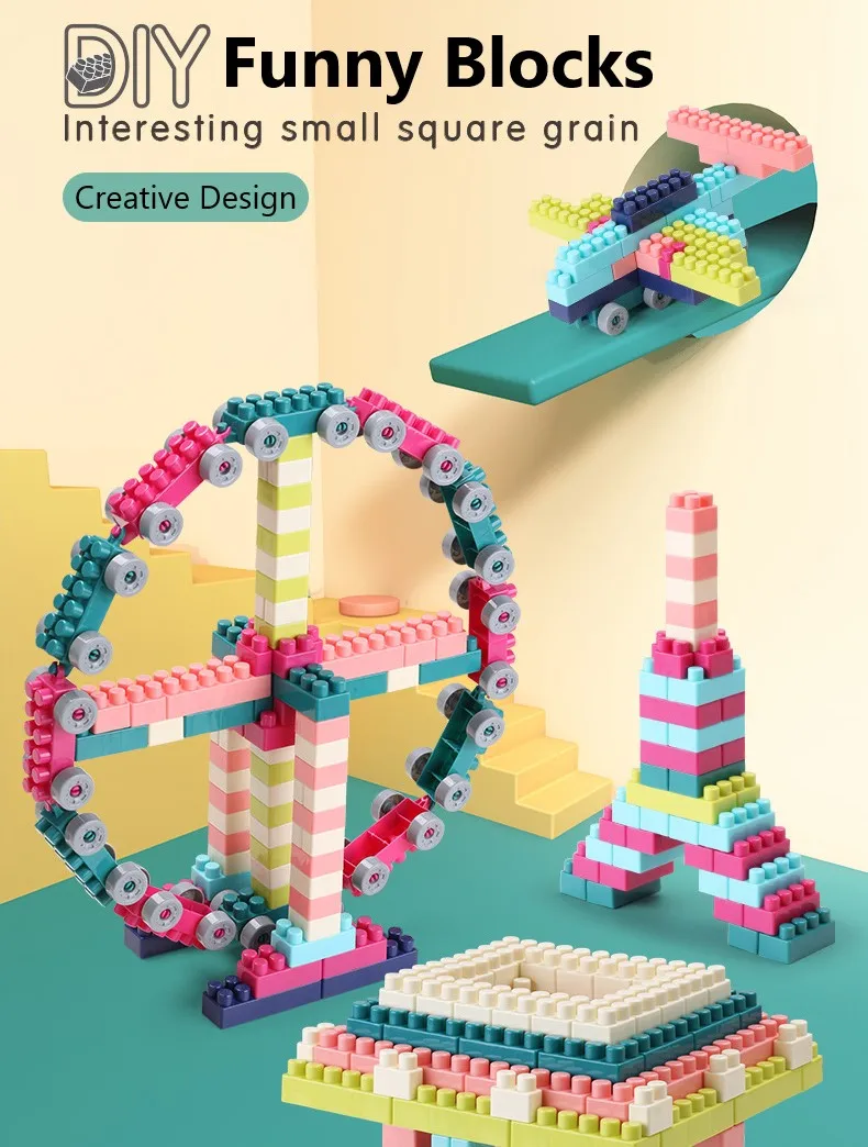 DIY Puzzle House Kid Toys For Early Educational Plastic Architecture Build Block Sets