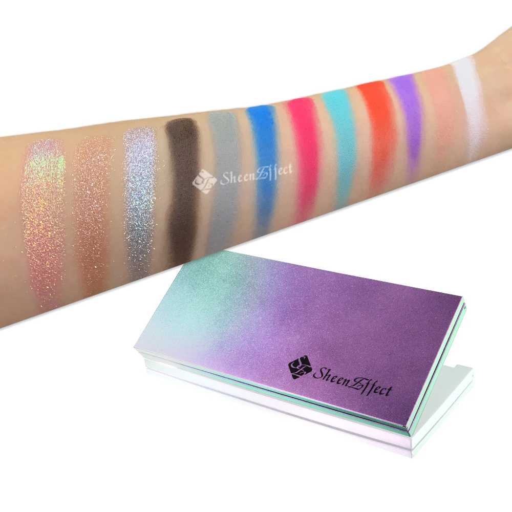 SheenEffect Wholesale Price Private Label 12 Colors Vegan High Pigment Mica Pressed Chameleon Bulk Eyeshadow Palette