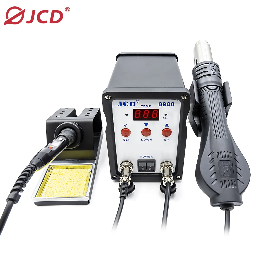 Паяльная станция JCD 8908 2 в 1 паяльная SMD BGA светодиодная цифровая пушка горячего воздуха 750 Вт инструменты для сварки и ремонта
