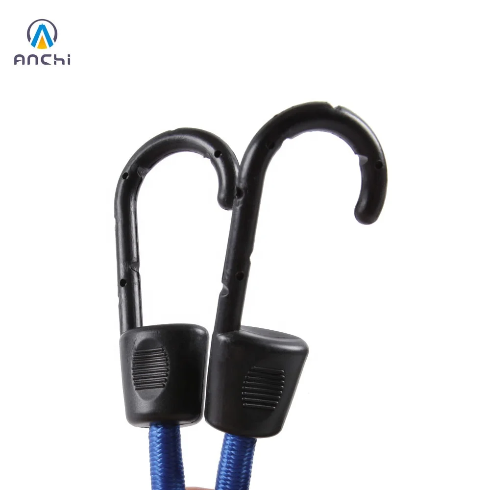 12pcs round elastic bungee cords  8mm set bag packing with PP coated steel hooks