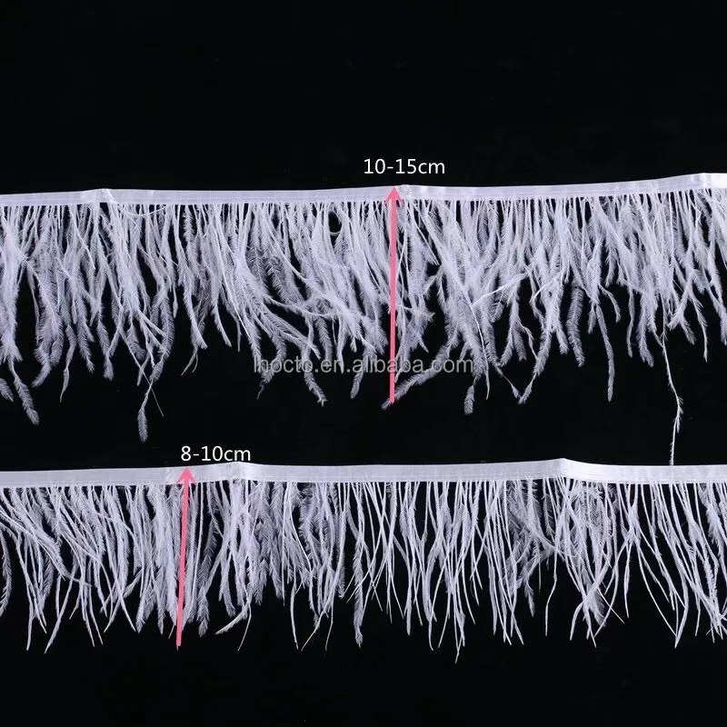 Wholesale Price Ribbon Sewing Feathers Strung Fringe Trimming Lace 8-10CM Fabric Ostrich Feather Trim