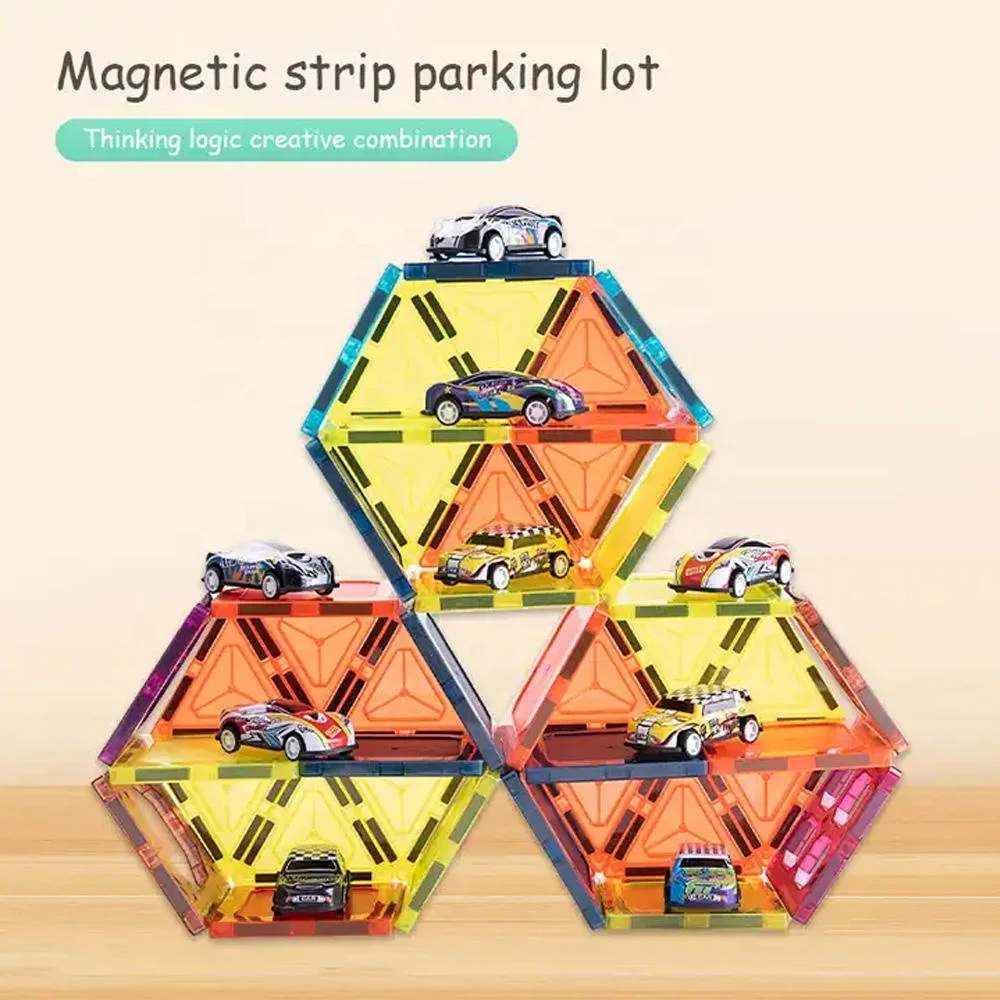 Novelties 2023 Gadgets Juguetes Educational Toddler Toys Preschool DIY Construction Racing Track Magnetic Blocks With Car