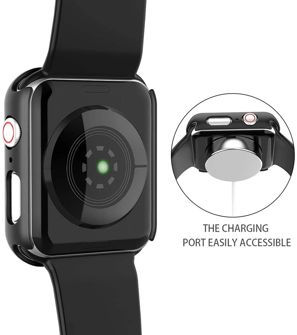  Защитный чехол из поликарбоната и закаленного стекла для Apple Watch серии SE/6/5/4/3/2/1 38 мм 40 42 44 Общий защитный