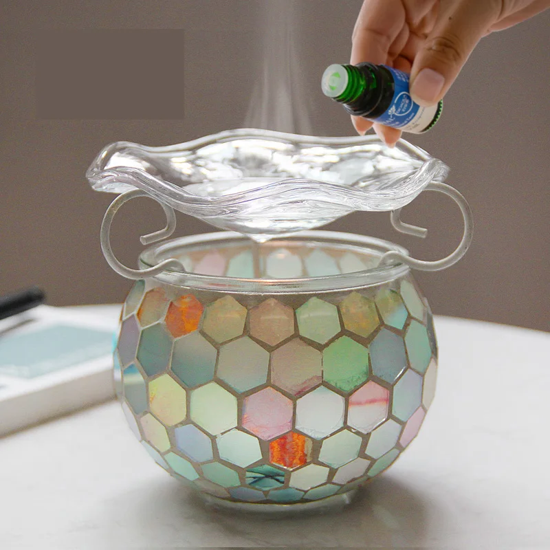 ARTINHOME Electric Glass Oil Warmer Night Light Scented Candle Tart Melter for Yoga room hotel Wax Melt Burner