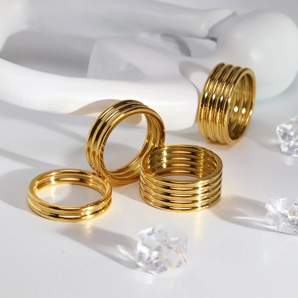 Chris April in stock waterproof 316L stainless steel gear different layers stackable rings