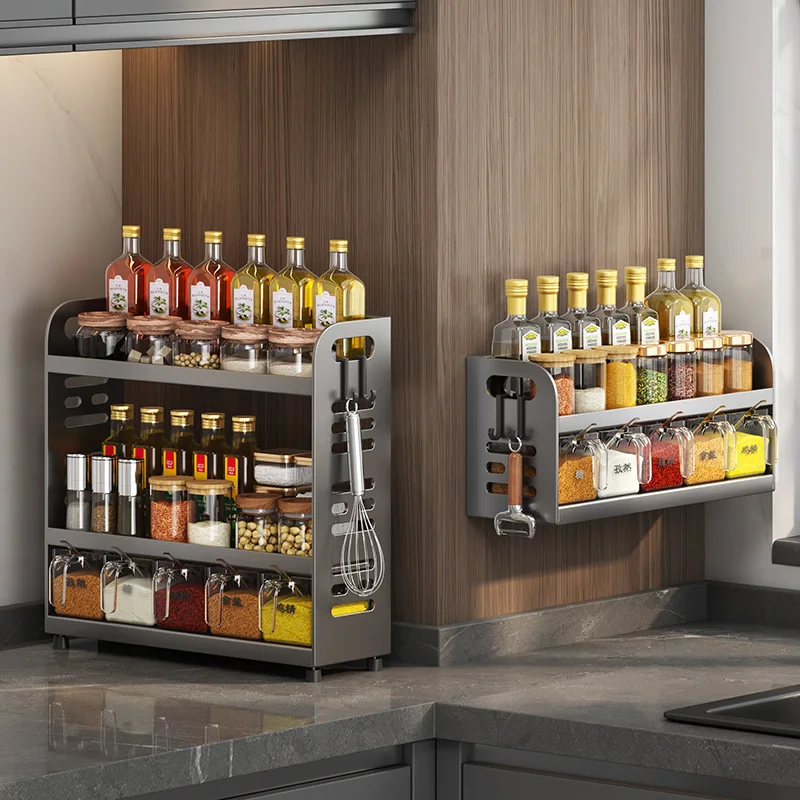 New wall-mounted countertop dual-purpose kitchen seasoning shelf kitchen salt monosodium glutamate chicken essence starch season