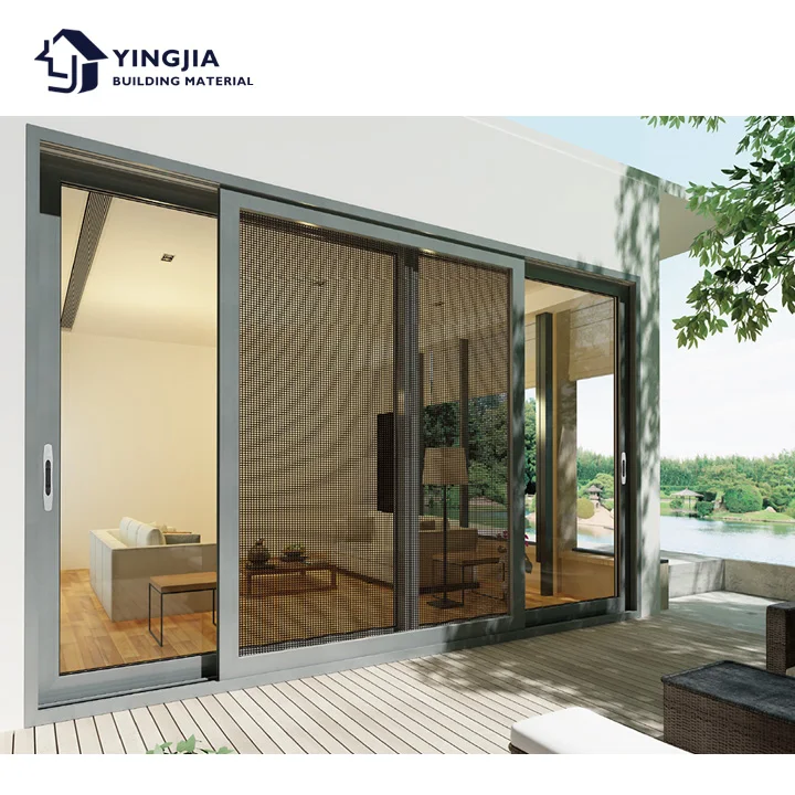 Waterproof aluminum alloy three tracks narrow sliding glass doors slim frame luxury American Nfrc sliding door