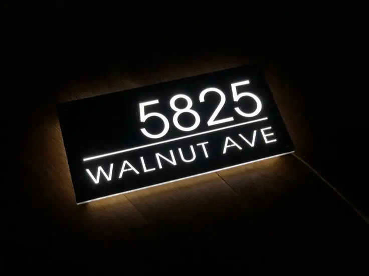 Acrylic Doorplate Signs LED Illuminated House Number Signage Address Plaque Home Hotel Door Plate Waterproof