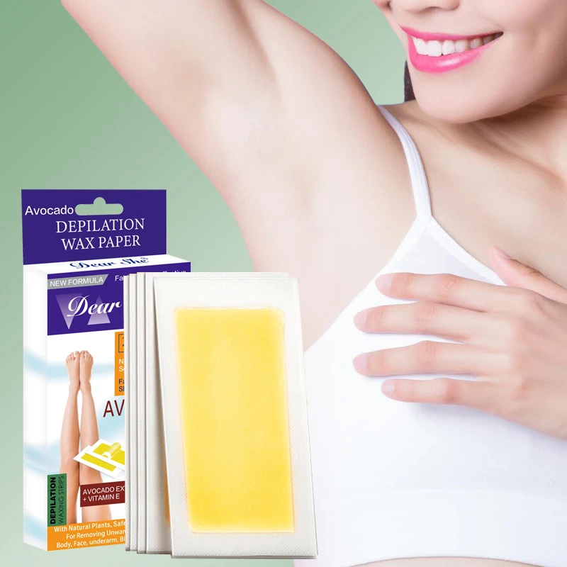 20 pcs Dear She Body Care Natural Plant Avocado Face Underarm Bikini Depilation Hair Removal Wax Strip Paper Sooth Soften Skin