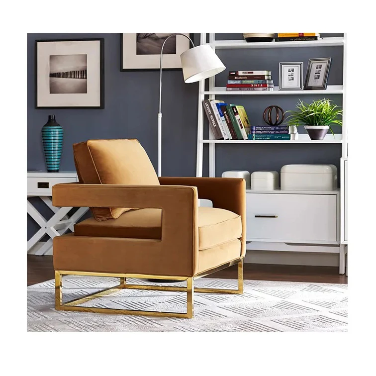Hotel multicolor velvet modern single lounge living room  furniture velvet accent chairs