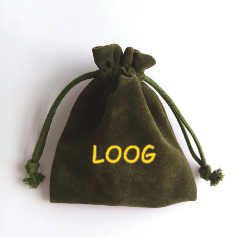 Custom dark green with drawstring jewellery soft velvet gift/jewellery bag high quality velvet bag