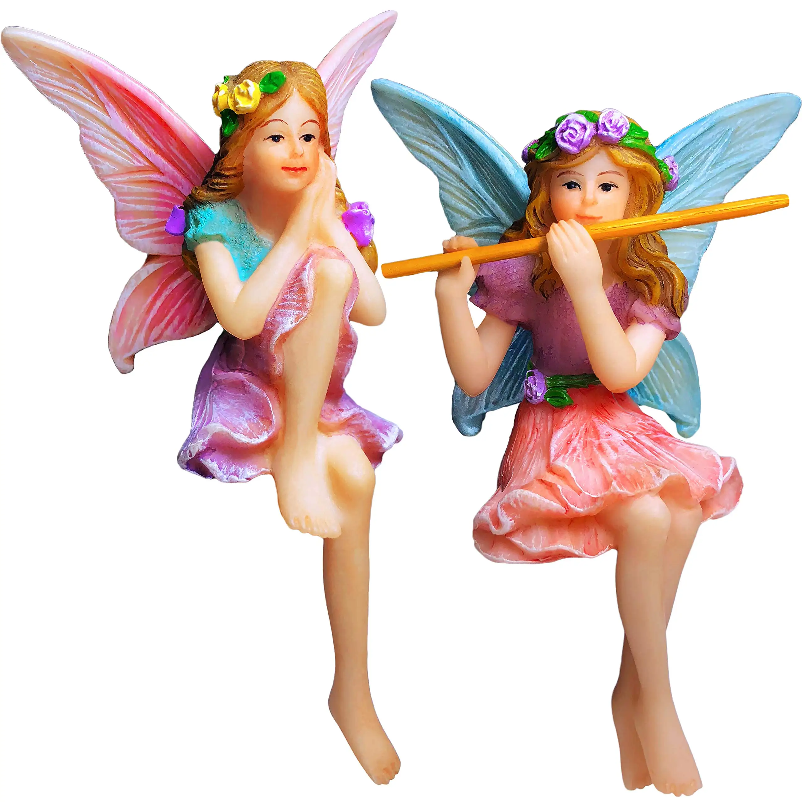 Polyresin Miniature Fairies Figurines Kit Set of 2 pcs Decorations