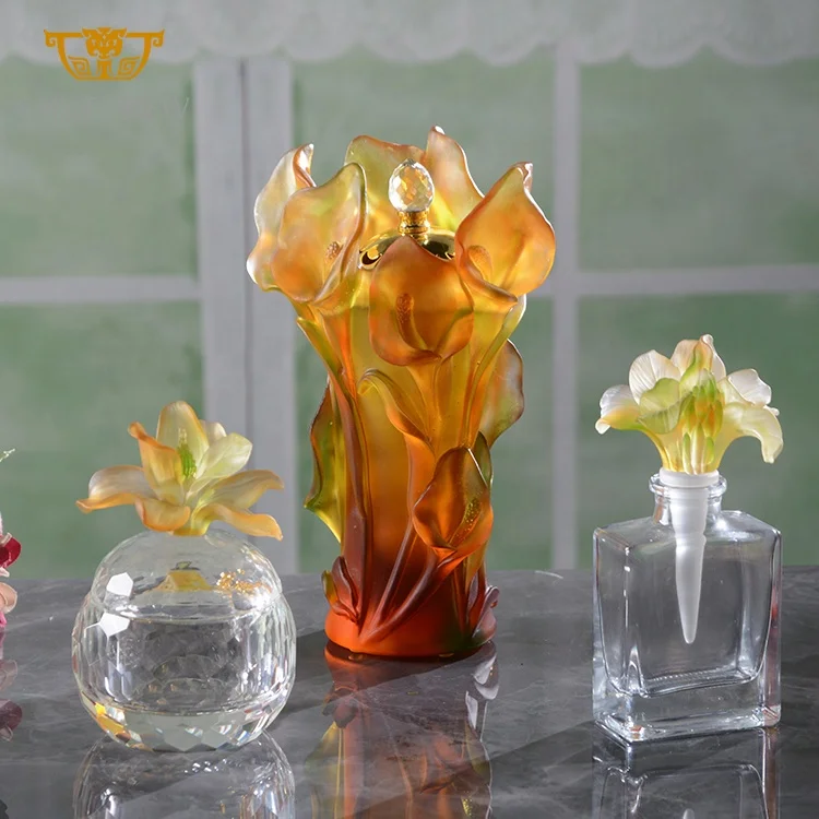 Glass Sandalwood Container Flower Lid Jewelry Sundries Box Clear Crystal 2024 New Creation Instagram Novelty Glass Jar