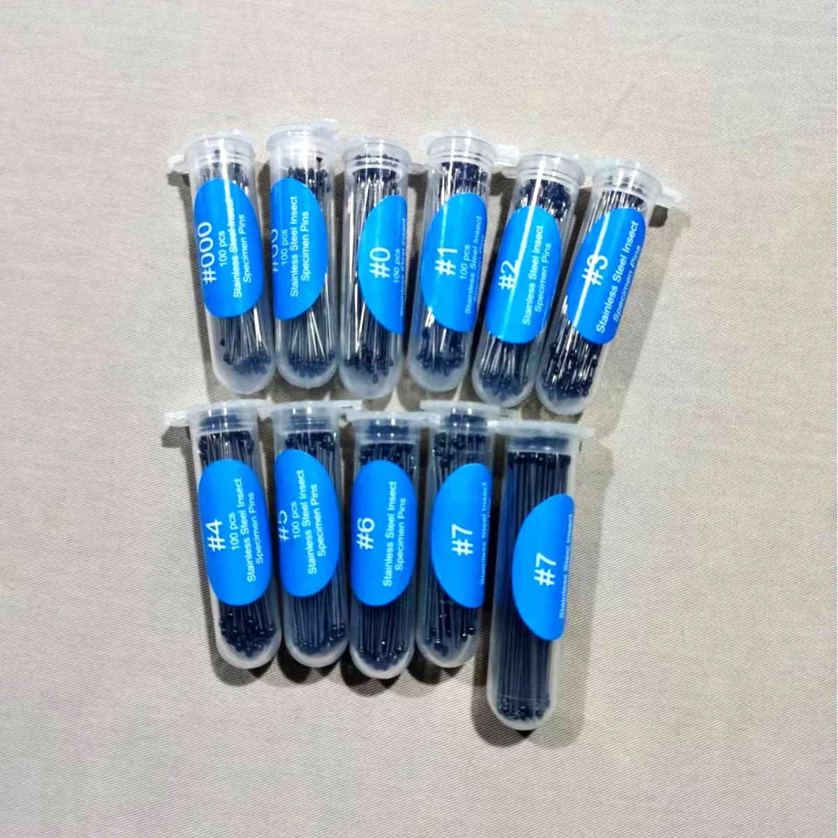 Stainless steel rubber head insect needle specimen needle high hardness sharp tip good elasticity 100 pieces / tube