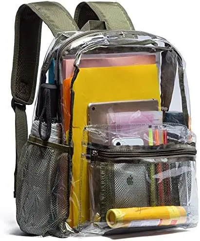 Clear Backpack Heavy Duty PVC Transparent Backpack with Reinforced Strap for College Workplace