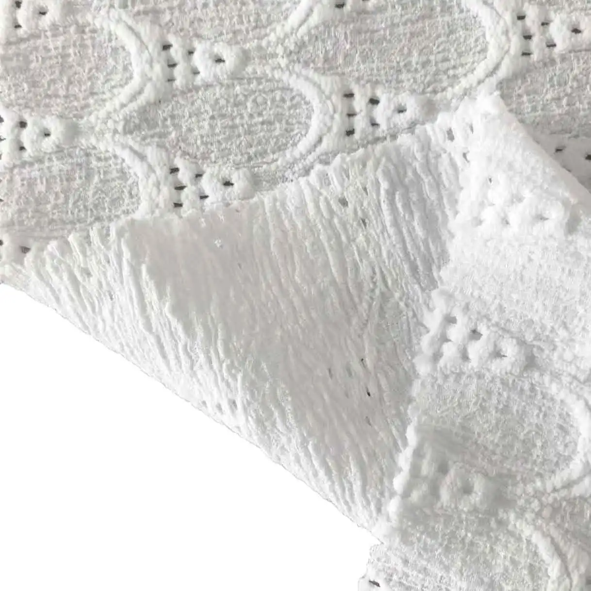 New Style White 95% Recycled Polyester 5% Spandex Jacquard Elastic Warp Knitted Mesh Fabric For Wedding