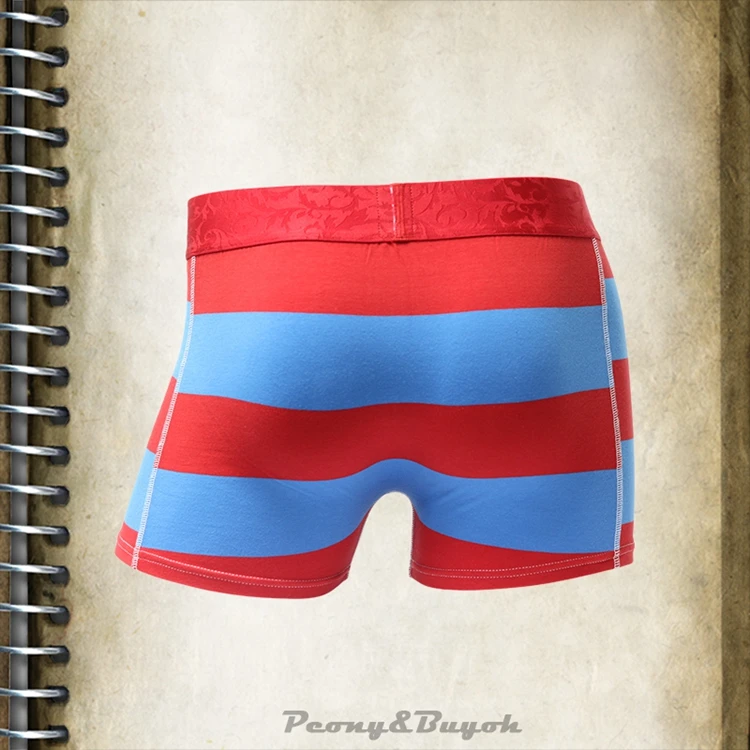 
Wholesale red blue stripe eco-friendly men organic cotton underwear boxer 
