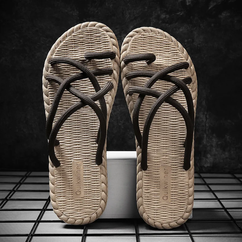 2022 Summer New Beach Casual Personalized Rope Woven Sandals Slippers Men Women Flip Flops Unisex