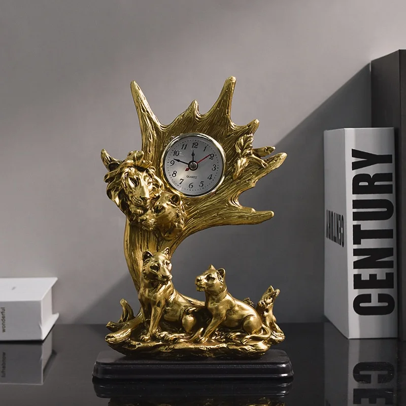 luxury decor home decor pieces decorative deer eagle lion tiger statue set with desk table clock