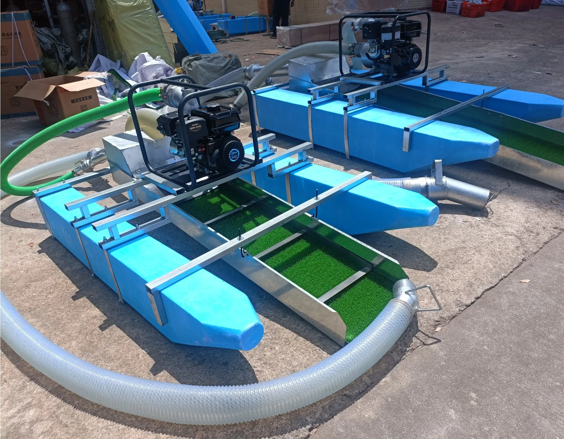 Gasoline gold dredging ship for Gold/Diamond Dredging Plant 2.5/4/6 inches River Sand Gold Washing Sluice Box Boat