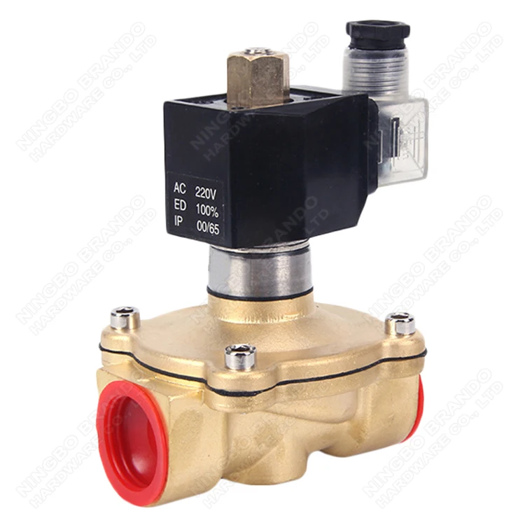 2W250-25 2 Way NO 1'  Brass Solenoid Valve With IP65 Coil For Water Oil Gas 12V 24V DC 24V 110V 220V AC