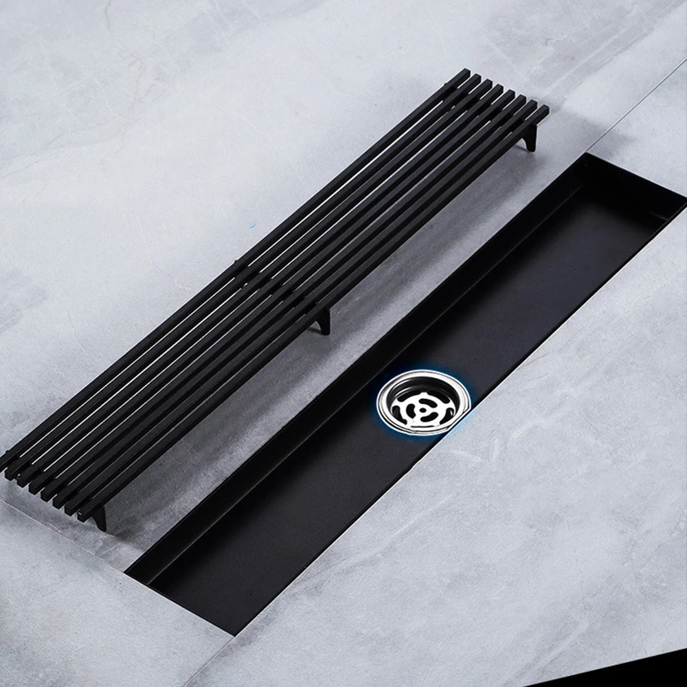 Tile Insert Floor Shower Drain SUS 304 Stainless Steel Long Linear Shower Grate Floor Drain For Bathroom
