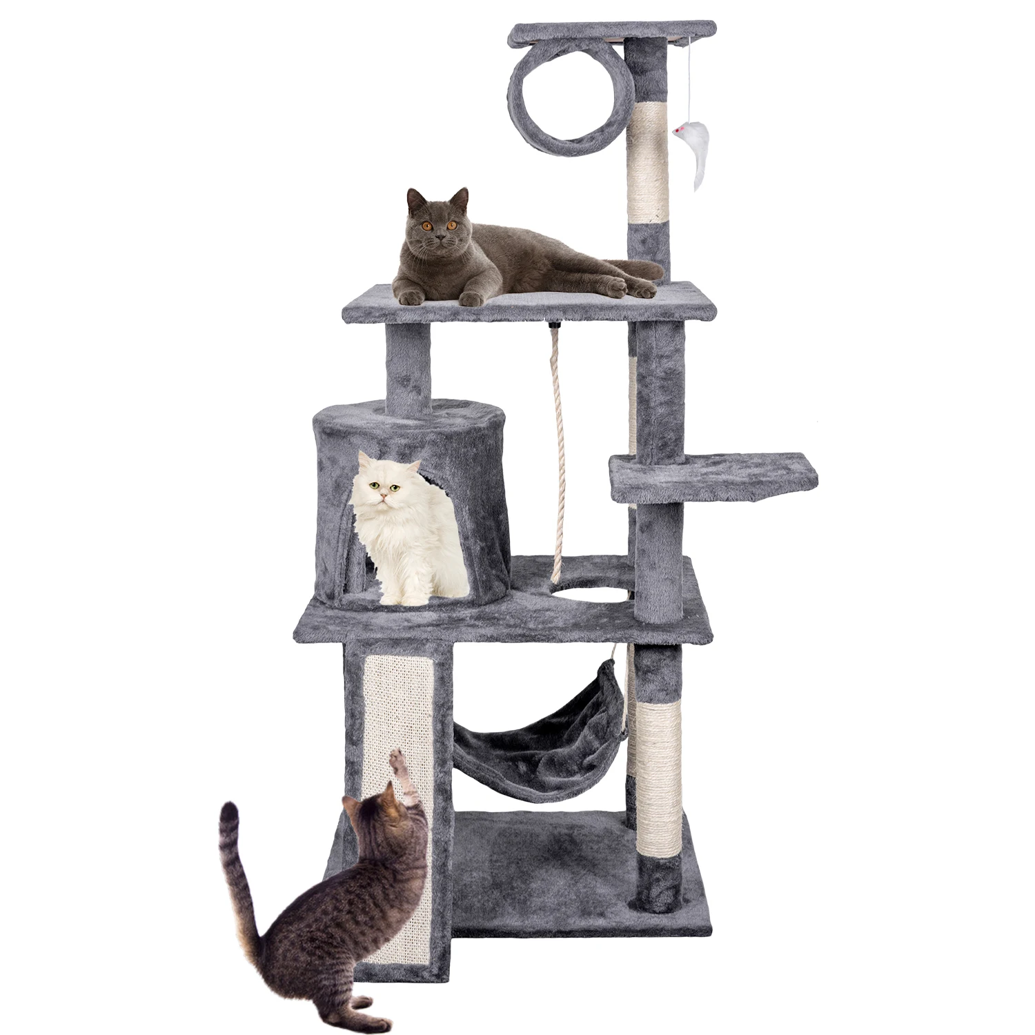 Manufacturer wholesale sisal short plush stable large scratcher tower condo pet supplier cat tree