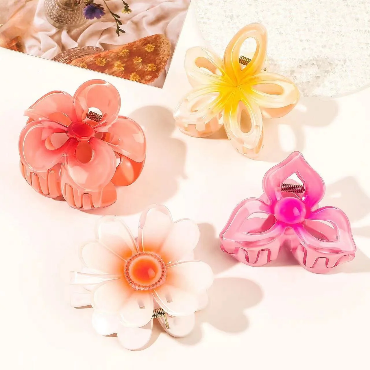 High Quality Colorful Egg Flower Hairpin Four-leaf Clover Shark Hirpin Hair  Beauty Accessories For Women Party