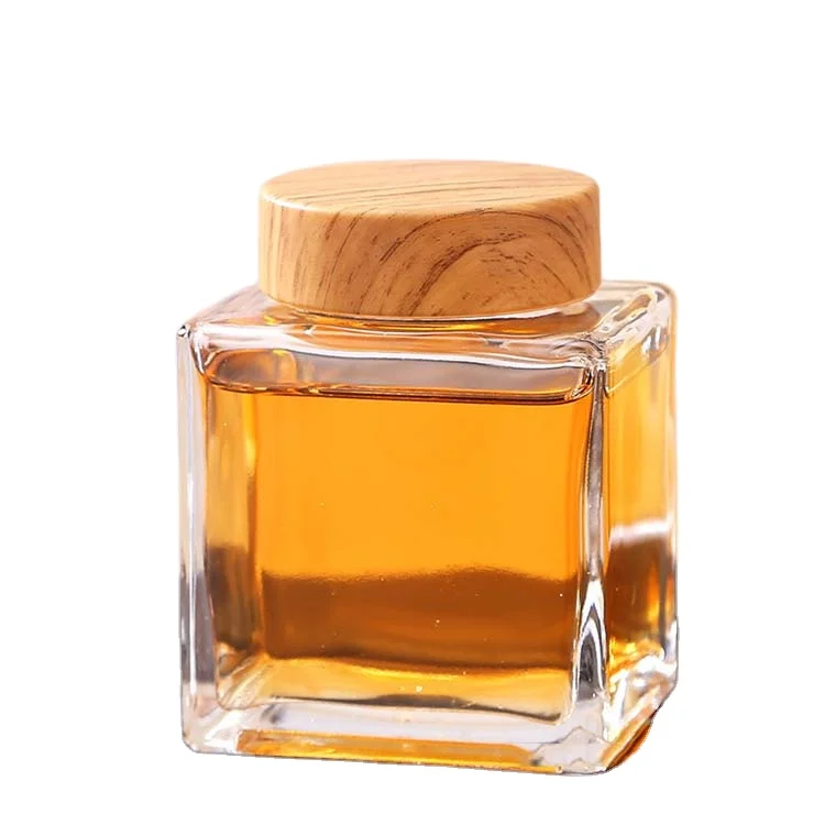 High quality 100ml 180ml 750ml square glass jam jar food storage bottle honey packaging jar