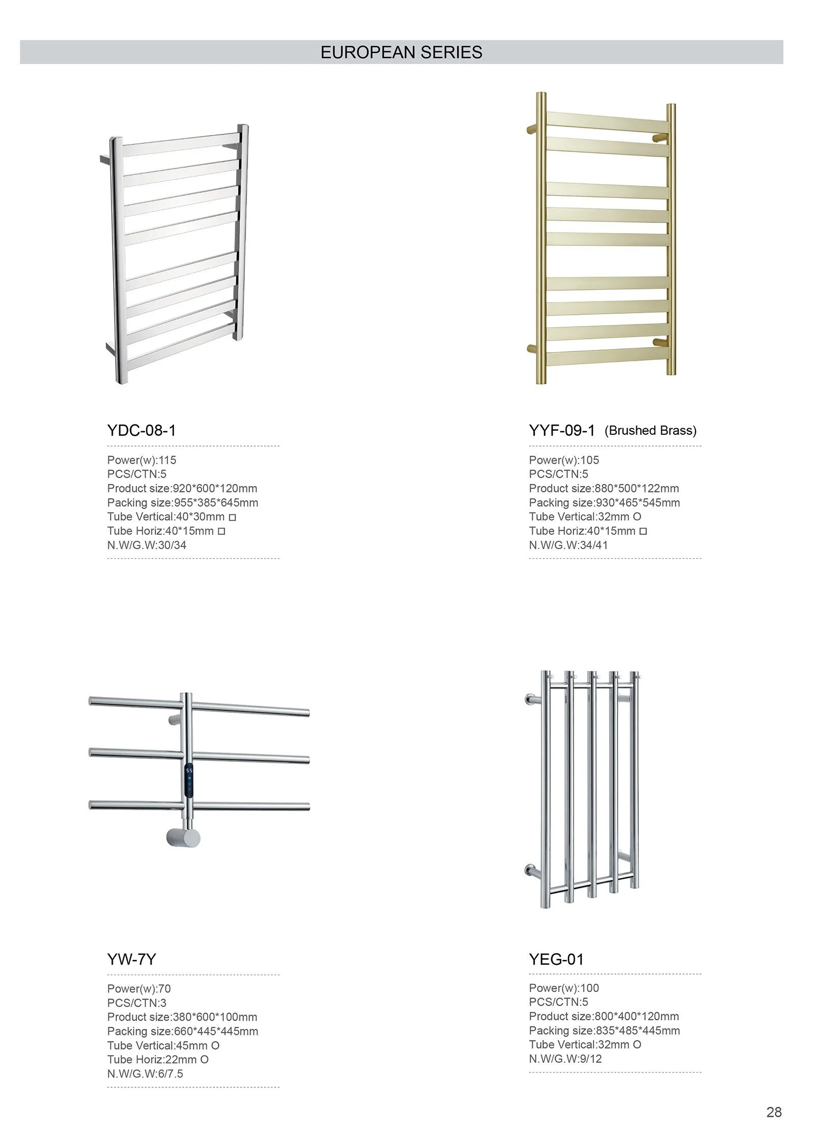 TARRIOU European Stainless Steel Electric Heated Towel Radiator With Timer