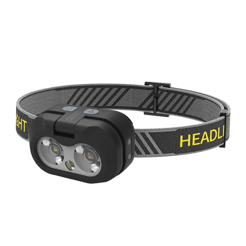 New Portable Power Display Waterpoof Flip-Top Motion Sensor Usb Rechargeable Night Running Fishing Abs Flashlight Led Headlamp