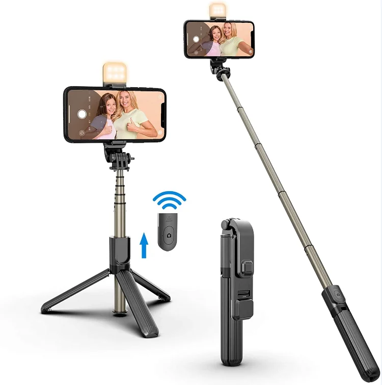 Wholesale Wireless Remote L03s selfie stick Portable Extendable Tripod Stand 3 in 1 LED Light Selfie Stick