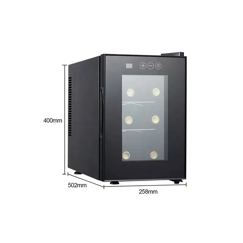 Best quality 6 bottles custom logo glass door small wine fridge cooler