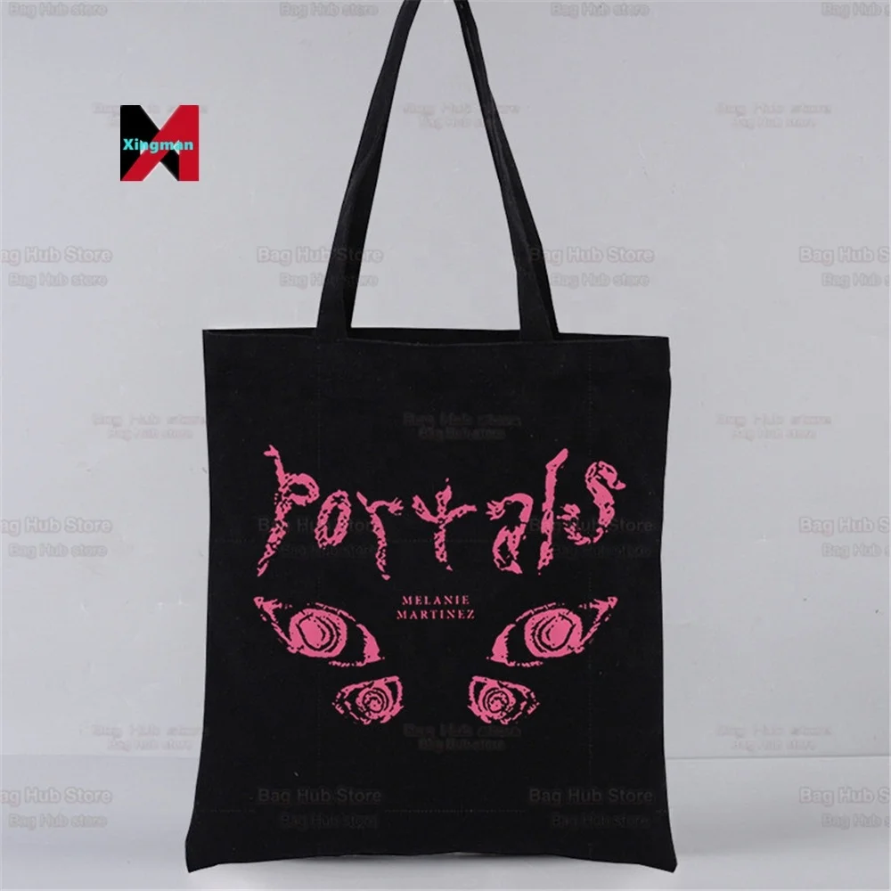 Melanie Martinez Portals Singer Music Harajuku Shopping Black Canvas Tote Bag Mom Reusable Cloth Handbag Shoulder Bags
