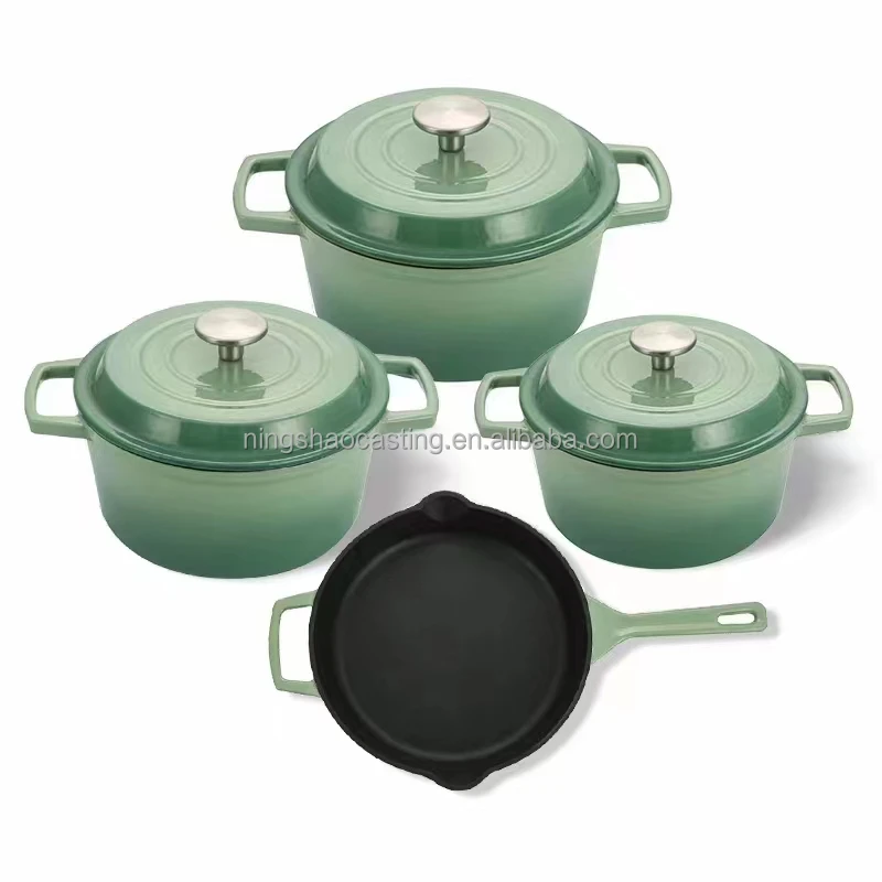 cast iron enamel cookware set