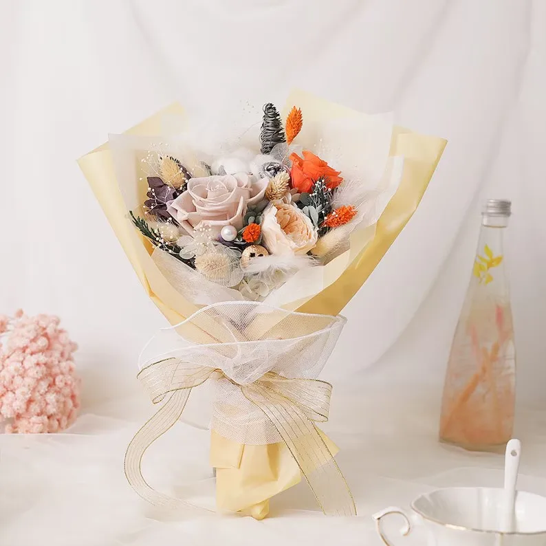 Yunnan Factory Wholesale Valentine Day Gift 2025 Preserved Roses Flowers Bouquet Big Size With Customized Color