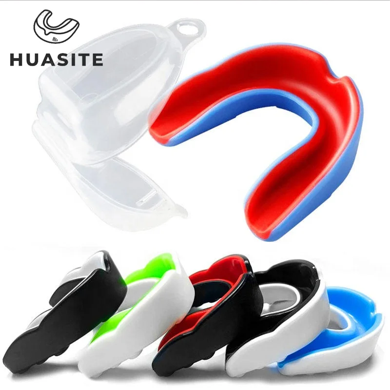 HUASITE оптовая продажа два цвета защита для бокса баскетбол футбол MMA Спортивная Силиконовая зубов