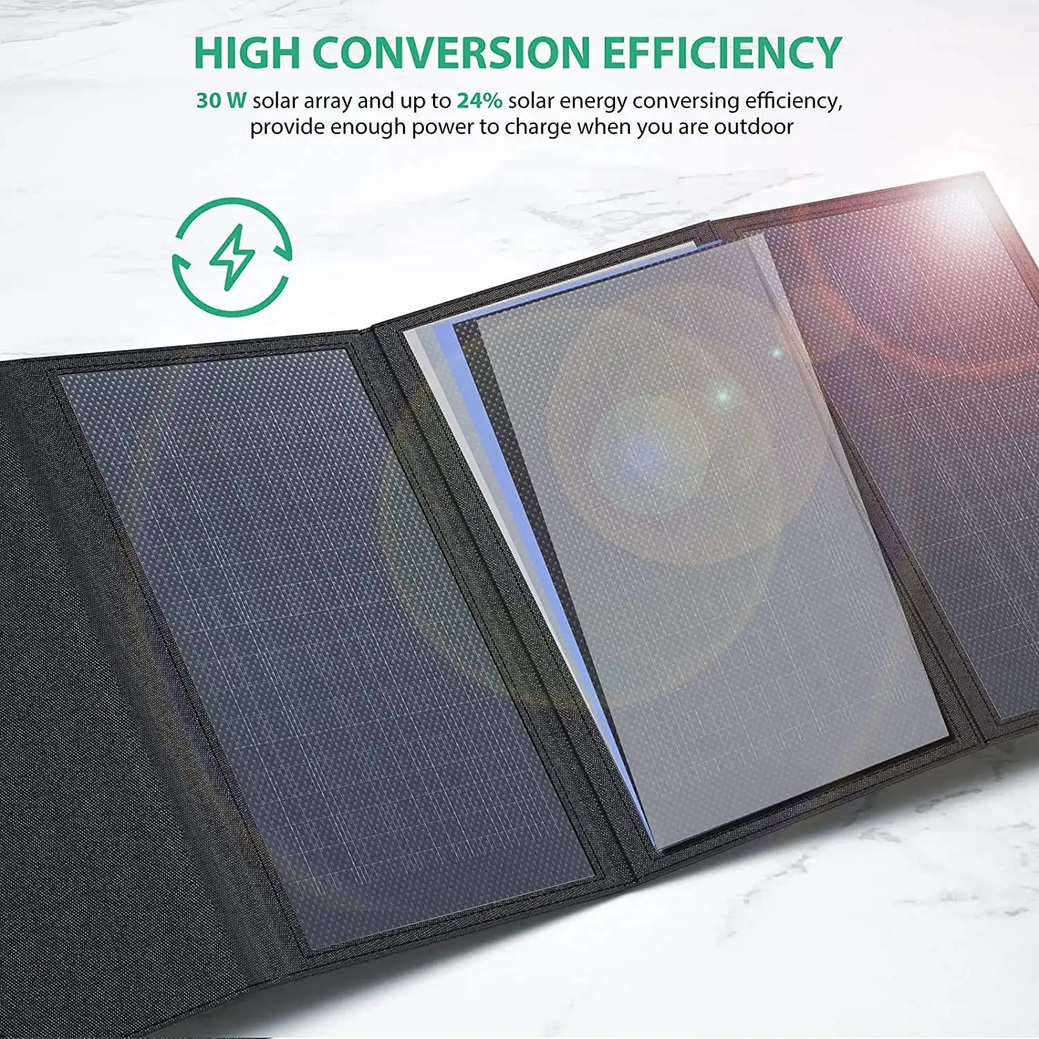 DAS Approval Portable 30W Power Supply High Capacity Solar Charger ETFE  Mono Silicon 156mm Foldable Solar Panels