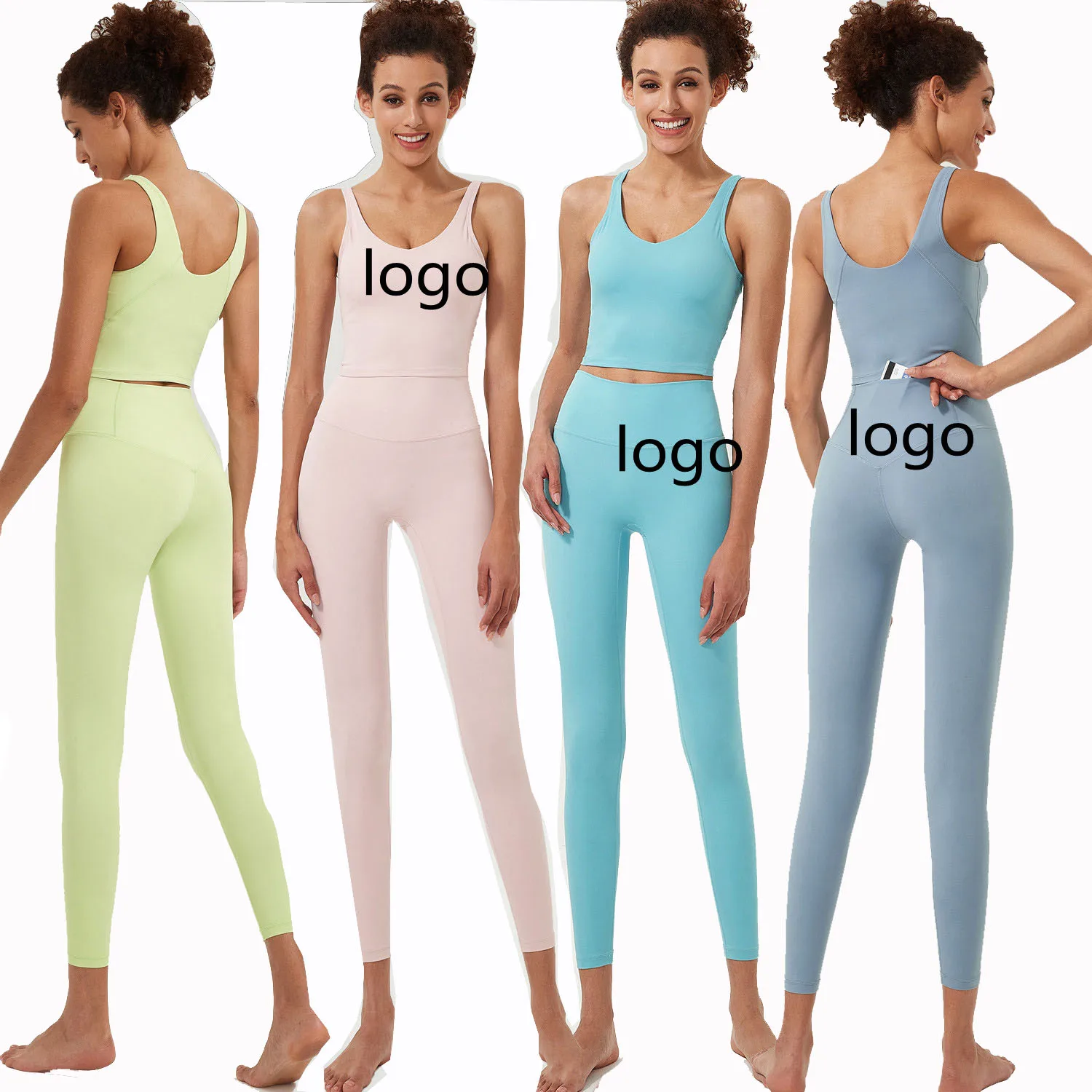 2022 women lulu nude yoga suit thin strips bra and long leggings high elastic two pieces running gym sportswear custom logo