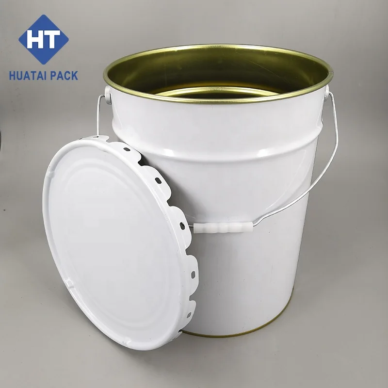 20L Tin can buckets with steel metal handle and lid for paint, ink, coating or other chemical products for sale