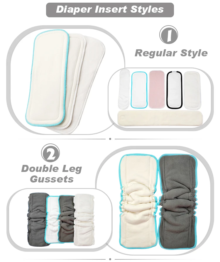 overlocking reusable microfiber cloth diapers with bamboo charcoal nappy inserts liner double gussets