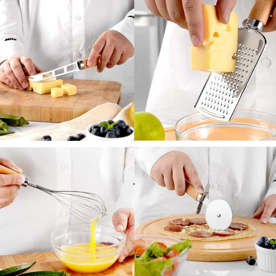 9 Pieces Kitchenware Gadgets Set Copper Coated Stainless Steel Kitchen Utensils with Soft Touch Handles
