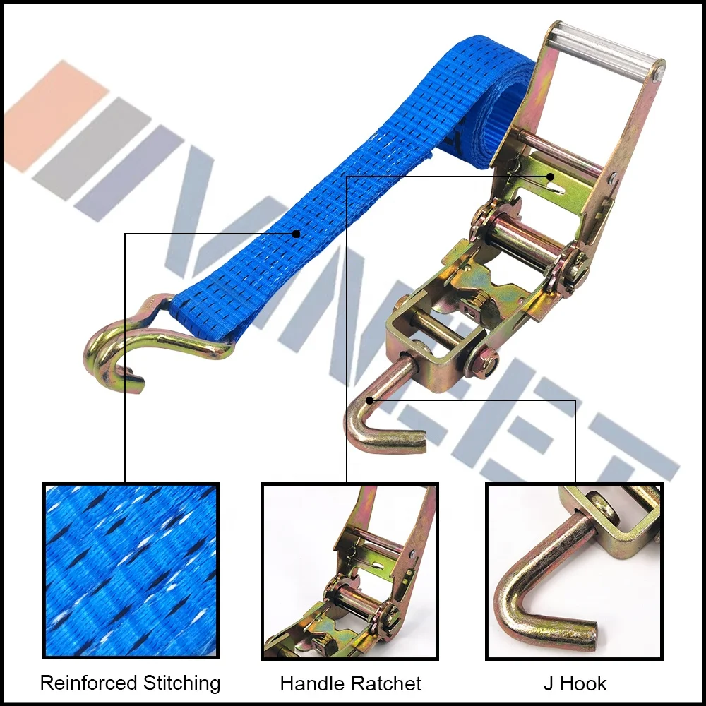 Manufacturer supply 2Inch Ratchet Tie Down Tow Strap 4pcs Car Towing strap