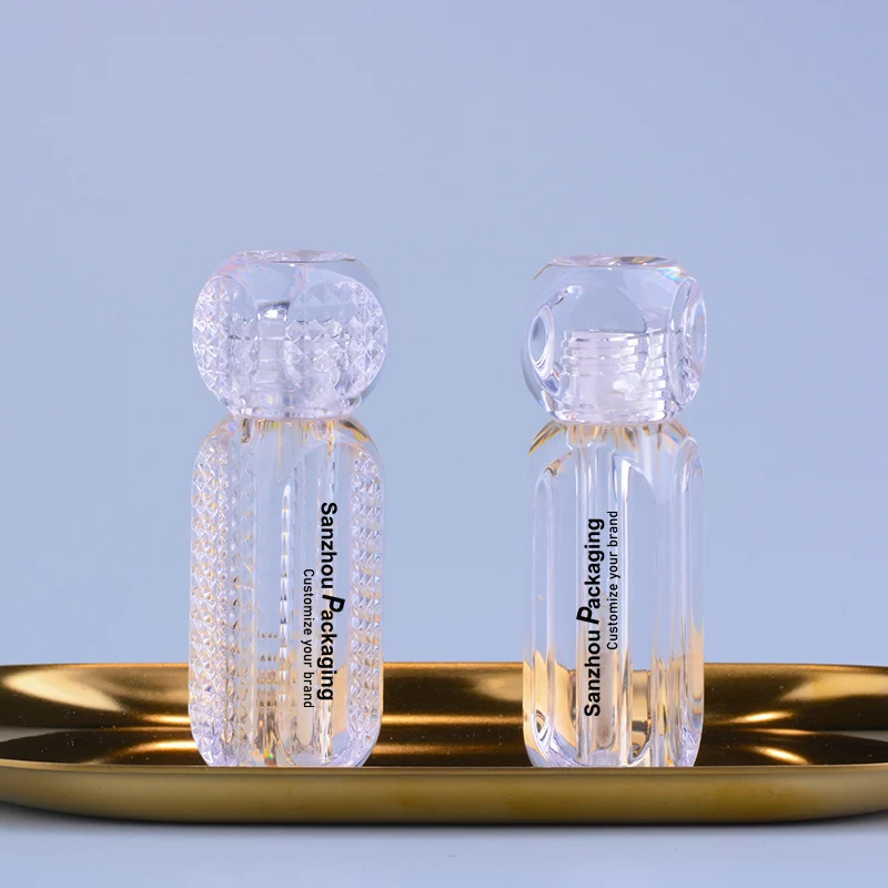 Unique lip gloss tube PETG transparent luxury lipgloss bottle liptint empty container lip oil tube with brush