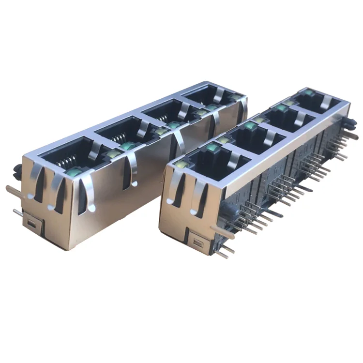 8P8C разъем Ethernet с щит LED 4 порты и разъёмы 1X4 модульный разъем RJ45