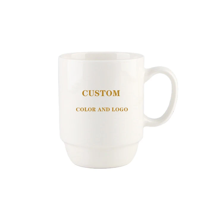 Hot selling simple style home white ceramic water cup office tea cup stackable coffee mugs