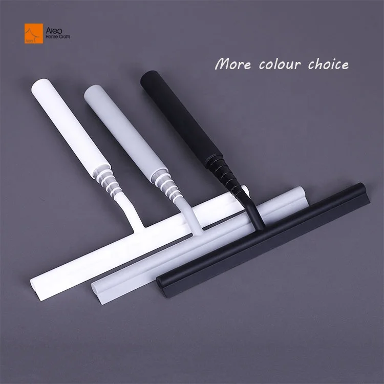 Black White Retractable Silicone Shower Window Squeegee cleaner wholesale floor glass telescopic squeegee Wipers table washer
